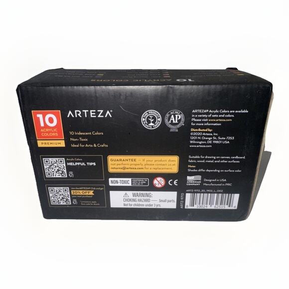 Arteza Iridescent Acrylic Paint Set 10 Galaxy Tones, Shimmer Water-Based - Picture 3 of 3